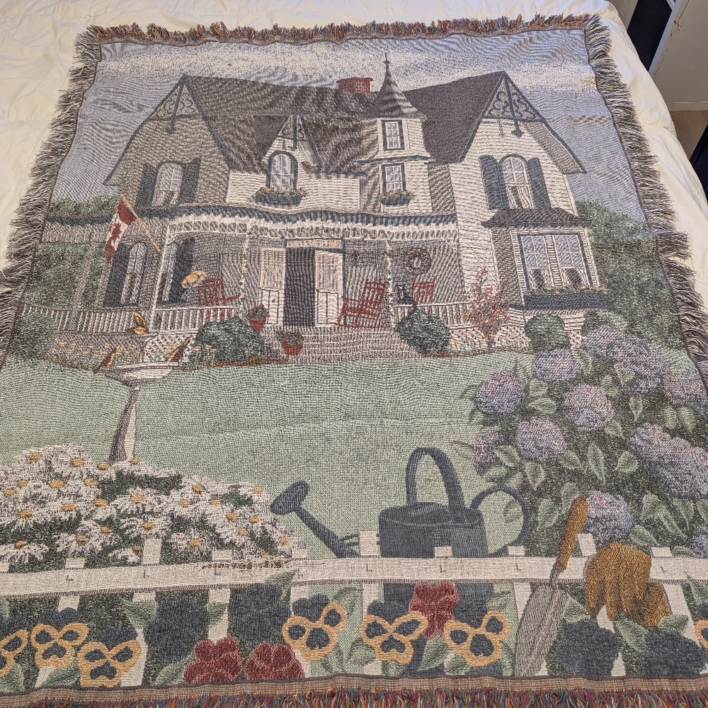 Source Unknown Multicolor Country House Throw Blanket